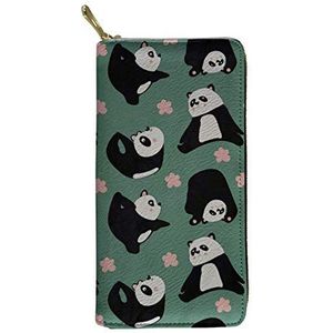 SEANATIVE Mode PU Lederen Portemonnee Clutch Bag Cash Opslag Portemonnee voor Vrouwen Dames Lichtgewicht, Groene Panda (groen) - 20201007-24