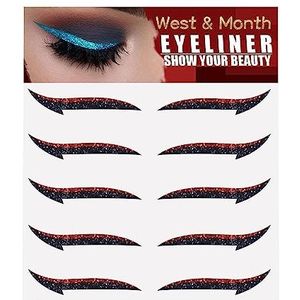 Sticker Eyeliner Glitter - Instant Zelfklevende Eyeliner Stencil 5 Paar | Eyeliner-tool, make-upstickers, sprankelende langdurige sticker-eyeliner voor dames en meisjes Bittu