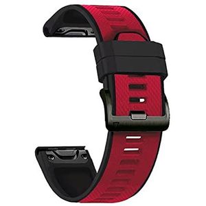 Jeniko Snel compatibel met riem compatibel met Garmin Epix Sport Smart Watch Band 22mm Silicone Watchband Compatibel met Garmin MARQ/Nadering S62 / Fenix5 6 7 armband(Red black,For Fenix 5)