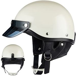 Motorhelm Jet Helm Met Bluetooth Comfortabele Verwijderbare Voering Voor Volwassen Mannen Vrouwen Motorfiets Scooter DOT/ECE Goedgekeurde Motorfiets Halve Helm E,L=57~59CM