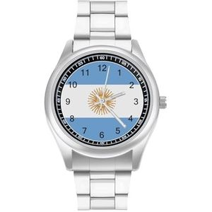 Argentinië Vlag Klassieke Heren Horloges Voor Vrouwen Casual Mode Zakelijke Jurk Horloge Geschenken