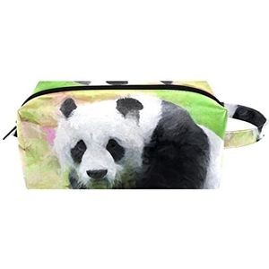 Make-uptas voor dames,lederen make-uptas,reistas voor make-uptas,schattige panda Afdrukken