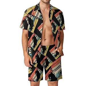 Retro Stijl Costa Rica Silhouet Hawaiiaanse Sets voor Mannen Button Down Korte Mouw Trainingspak Strand Outfits S