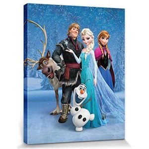 1art1 Frozen Poster Kunstdruk Op Canvas Elsa, Kristoff, Anna, Olaf And Sven Muurschildering Print XXL Op Brancard | Afbeelding Affiche 50x40 cm