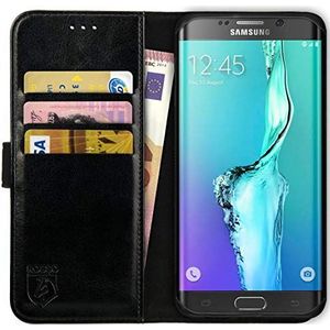 Rosso Element Book Case Wallet Hoesje Geschikt voor voor Samsung Galaxy S6 Edge Plus | Portemonnee | 3 Pasjes | Magneetsluiting | Stand Functie | Zwart