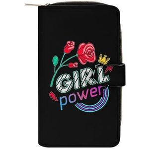 Meisjes Power Rose lederen portemonnee kaarthouder portemonnee zak handtas rits clutch