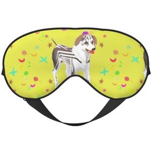 Cartoon grijs en wit hond unisex elastische verstelbare gesp ontwerp verduisterende slaap oogmasker voor thuis reizen yoga kantoor dutje