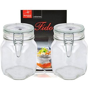 Bormioli Rocco 149240M02121197 Fido glazen inmaakpot Italiaans 67¾ oz-2 liter (2 stuks), (Pack van 2), helder, 18/8 roestvrij staal Bormioli Rocco 149240M02121197 Fido glazen inmaakpot Italiaans 67¾ oz-2 liter (2 stuks), (Pack van 2), helder, 18/8 roestvrij staal
