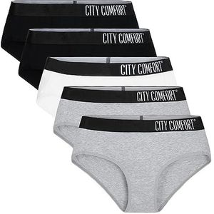 Onderbroeken voor dames - Multipack van 5 tieners damesondergoed, katoenrijke slips elastische taille comfortabel ademend - S-2XL, Zwart/Grijs/Wit, M