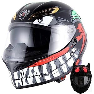 Motorhelm, DOT-goedgekeurde opklapbare modulaire jeugdhelm, crossmotorhelm met hoes for bromfiets ATV Cruiser F, XXL(A,M(5758 cm))