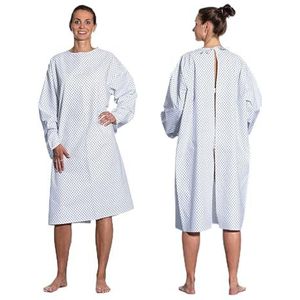 ZOLLNER patiëntenhemd standaard 50% polyester, 50% katoen, eenheidsmaat, wit-blauw gemêleerd