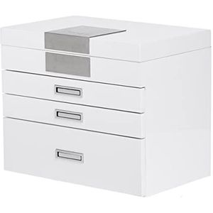 Sieradendoos, Sieradendoos Met Lade Sieradenopslag Voor Vrouwen Sieradenorganisator Spiegel Voor Ringen Oorbellen Kettingen Stofdichte(White)