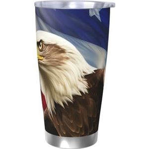 RLDOBOFE Amerikaanse Amerikaanse vlag Eagle Art print 20 oz beker roestvrij stalen koffiekop geïsoleerde beker herbruikbare autobeker dubbelwandige koffiemok morsbestendige reismok thermische beker