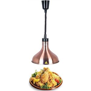 Hangende voedselwarmtelamp, verstelbare commerciële voedselwarme lamp, verstelbare lengte 60-180 mm Buffetvoedselwarmtebehoud kroonluchter 290 mm lampenkap (Color : Bronze)