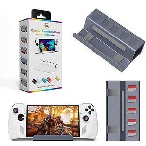 Desktop Beugel Houder voor Rog Ally voor Steam Deck Aluminium Stand Base Game Console Stand Playstand Mount met 5 Card Storage Slot Ontwerp, Grijs, 12*2.8*6.7cm, console houder bureau standaard