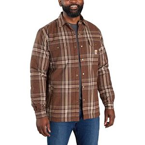 Carhartt Flannel Sherpa Lined Shirt met lange mouwen voor heren, Burnt Sienna, L