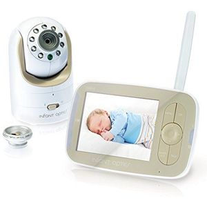Infant Optics DXR-8 Video babyfoon, niet-WiFi Hack-Proof FHSS-verbinding, verwisselbare lenzen, Pan Tilt Zoom, LED-soundbar, nachtzicht en tweerichtingsgesprek