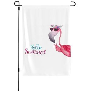 LAMAME Flamingo gedrukt tuin vlag patio decoratieve vlag dubbelzijdige tuin vlag