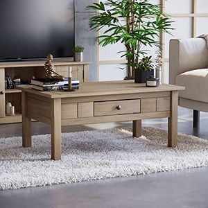 Home Discount Salontafel met 1 lade, eiken natuur, panama, beige