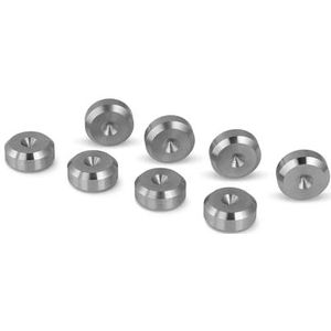 PrecisionGeek Roestvrijstalen luidsprekerspikepads, 16 mm afgeschuinde isolatieschijven voor hifi-luidsprekers, audioracks, standaards, subwoofers en soundbars, set van 8 stuks