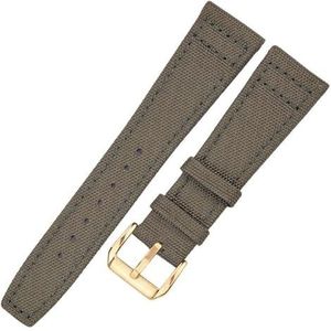 Kijk naar bands Canvas nylon + lederen horlogeband 20 mm 21 mm 22 mm zwart groen blauw dames heren horlogeband met pingesp horlogebanden vervanging Duurzaam (Color : Green Gold Buckle, Size : 20mm)