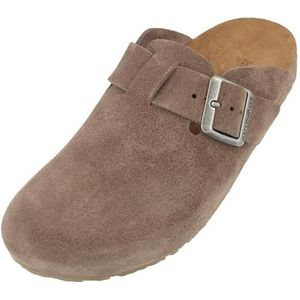 HAFLINGER Porto - Pantoffels - Grijsbeige - Leer - Rubberen Zool