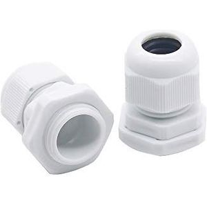 Nylon kabelverzegeling, 10 stuks IP68 Multicolor Nylon Kabelwartelconnector for 3-6,5 mm kabel, meerdere PG-maten CE(Pg16 White)