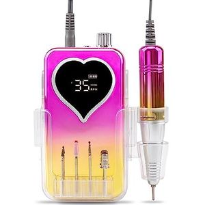 Elektrische nagelvijl, Draagbare 35000 RPM nagelboormachine Oplaadbare nagelboor Hart gegraveerde nagelriemmachine Acryl nagelboorapparatuur voor zowel natuurlijke als kunstnagels (Color : 35000 hear