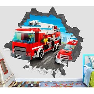 muursticker City brandweerman brandwerende muur sticker 3d sticker decoratie vinyl