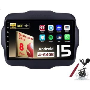 Android 15 Autoradio Sat Navi voor J-eep Renegade (2016-2020) 9 Inch Touchscreen Multimedia Speler met Draadloze Carplay GPS Navigatie FM RDS Bluetooth 5G-WiFi SWC DSP,M120s