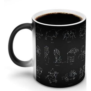 Zodiac Sterrenbeelden Diepe Ruimte Aanpassen Magic Warmte Veranderende Mok Keramische Cup Koffie Mokken Warmtegevoelige Grappige Gift