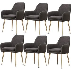GEIRONV Fluwelen zitting eetkamerstoelen set van 6, for restaurant vergaderzaal stoelen met rugleuning en gewatteerde zitting keukenstoelen metalen poten fauteuil Eetstoelen (Color : Dark Gray, Size