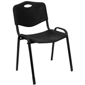 Piqueras y Crespo ISO kunststof stoel, ergonomisch, stapelbaar, multifunctioneel, frame in zwart, zitting en rugleuning van PVC, kleur: zwart.