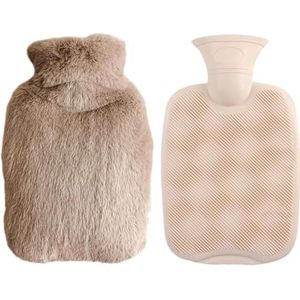 Warmwaterkruik herbruikbare winter warmwaterzak handwarmer PVC stress pijnverlichting therapie handzak warmwaterkruik met zachte fleece hoes warmwaterzak (donkere koffie)