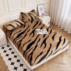 LDLCYCN Fluwelen schattig hoeslaken, queensize, warme matrasbeschermer, comfortabele luxe matrashoes met 30 cm diepe hoeken, matrashoes, elastische matrasbeschermer, bruin, 90 x 200 cm (3 stuks)