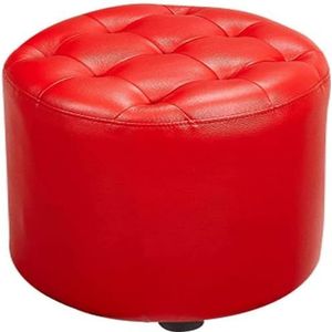 JAVYPPT Ottomans Krukken Voetkruk Kunstleer Ottomaans/Kleine Pu Lederen Ottomaanse Voetsteun Thuis Woonkamer Slaapkamer Rechthoekige Kruk met Gewatteerde Zitting Kunststof Houten Benen Home Deco(Rood,