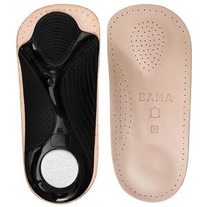 BAMA Premium lederen voetbed, orthopedische inlegzool, anatomisch gevormd, van echt leer, antislip, uniseks, bruin/zilver/zwart, 1 paar, 45