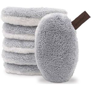 Waschies Afschminkpads/waspads, set van 6, grijs, zachte gezichtsreiniging, wasbaar, herbruikbaar en hypoallergeen, alle huidtypes, alternatief voor wattenschijfjes en make-updoekjes