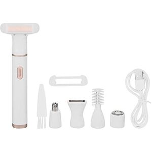 Intiem scheerapparaat voor vrouwen, 5-in-1 elektrische bikinitrimmer voor vrouwen, elektrisch, pijnvrij, gezicht, armen en benen, oplaadbaar via USB