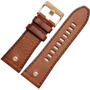 INEOUT Kwaliteit echte retro lederen horlogeband heren compatibel met DZ4343 DZ4323 DZ7406 horlogeband vintage Italiaans leer 22 mm 24 mm 26 mm (Color : D brown-RG, Size : 28mm)