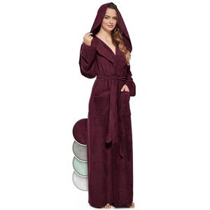 Jazzylab - Badjas - Wijnrood - 100% Katoen - Extra Lang - Oeko-Tex