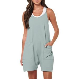 BANGHA Jumpsuits Voor Vrouwen Zomer Casual Jumpsuits Voor Vrouwen Zomer Casual Mouwloos Verstelbare Schouderriem Losse Rompertjes Dames Mode Comfortabele Overalls Broek Shorts, Lichtblauw, XXL