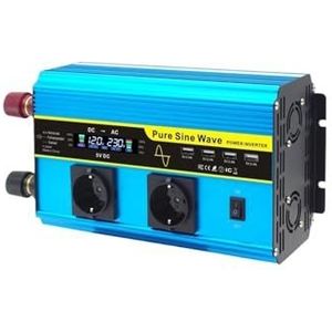 Omvormer 4000W/6000W/8000W Omvormer Zuivere Sinus DC12V/24V-AC220V 230V LCD-spanningsdisplayomvormer Afstandsbediening Meerdere EU-stopcontacten(DC24V,220V 50Hz,4000W EU)