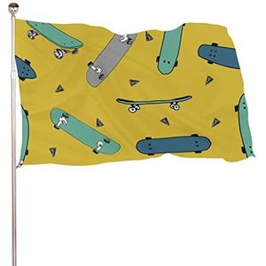 Skateboard grappige vlaggen banner met messing doorvoertules voor buiten binnen tuin 47x70 inch