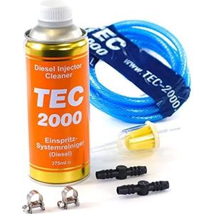 TEC 2000 Motorreiniger - injectiereinigingsset - Diesel Injector Reiniger 375ml - Brandstofadditief voor systeemreiniging van injectoren - Motorspoeling Motorverzorging Diesel additief