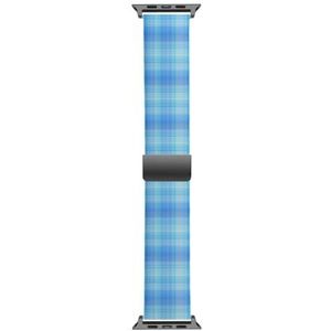 Solo Loop Band Compatibel met All Series Apple Watch 38/40/41mm (Blue Plaid) Elastische Siliconen Band Strap Accessoire, Siliconen, Geen edelsteen