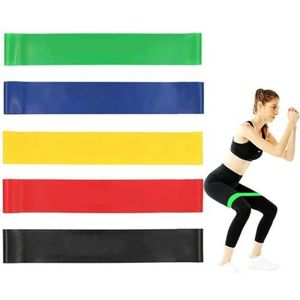 5 stuks draagbare fitnesstrainingsapparatuur rubberen weerstandsbanden yoga gym elastische tandvleessterkte geschikt voor gewicht-kleur