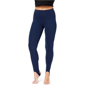 Bellivalini Dames thermische leggings gevoerd met voetlus voor winter warm apre ski BLV50-321, Donkerblauw, S