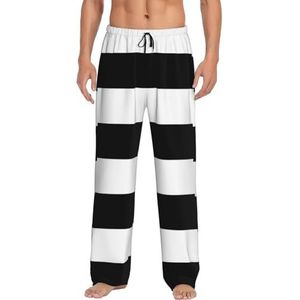 WYCZHY Strepen Zwart Wit Mannen Pyjama Bottoms Pyjama Broek Voor Mannen Lounge Slaap Bodem Pj Broek Zacht Met Zakken, Zwart, S