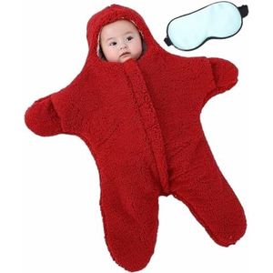 Baby Zeesterren Onesie, Baby Warme Slaapzak Baby Jongen Meisje Winter Jumpsuit Outfit Dikke Fleecedeken (Color : Red, Size : 3-6 Months)